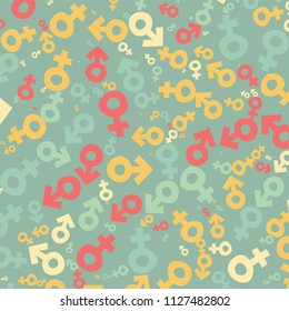 Generative colorful random pattern with male female symbols