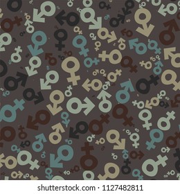 Generative colorful random pattern with male female symbols