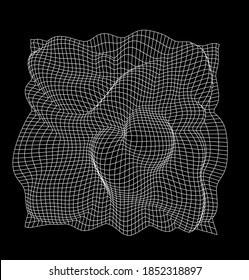 Generative computer art and complex information visualization concept. Glitched and distorted polygonal 3d surface, graph or map mathematical function.