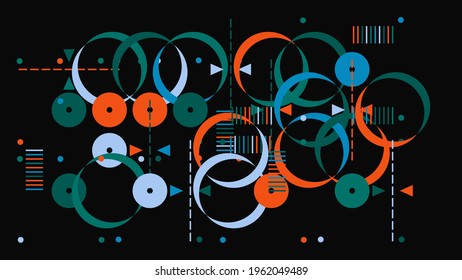 Generative design artwork graphics of bizarre computer vector generated shapes and abstract geometric design elements, useful for web background, poster fine arts, front page covers and digital prints