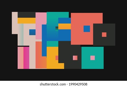 Generative design artwork graphics of bizarre computer vector generated shapes and abstract geometric gradient design elements for web background, poster fine arts, front page covers, digital prints