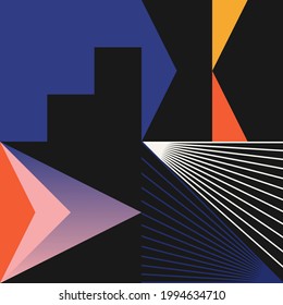 Generative design artwork graphics of bizarre computer vector generated shapes and abstract geometric gradient design elements for web background, poster fine arts, front page covers, digital prints