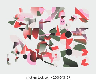 Generative Designgrafiken von bizarren, von Vektorgrafiken generierten Formen und abstrakten geometrischen Gestaltungselementen, die für Web-Hintergrund, Poster-Bildende Kunst, Titelseiten und digitale Ausdrucke nützlich sind