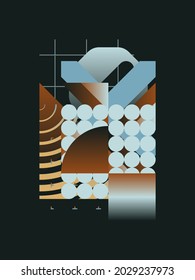 Generative design artwork graphics of bizarre computer vector generated shapes and abstract geometric design elements, useful for web background, poster fine arts, front page covers and digital prints