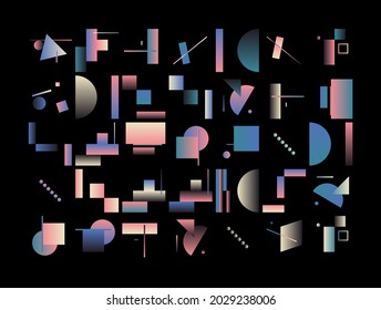 Generative design artwork graphics of bizarre computer vector generated shapes and abstract geometric design elements, useful for web background, poster fine arts, front page covers and digital prints