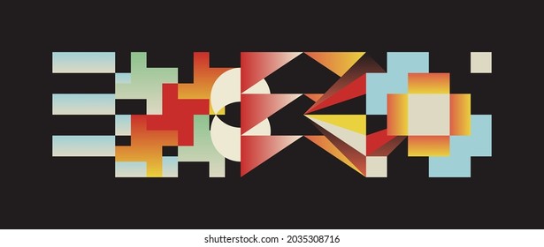 Generative design artwork graphics of bizarre computer vector generated shapes and abstract geometric design elements, useful for web background, poster fine arts, front page covers and digital prints