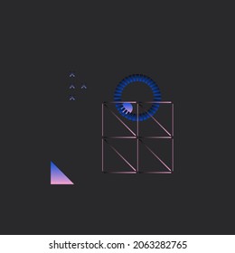 Generative design artwork graphics of bizarre computer vector generated shapes and abstract geometric design elements, useful for web background, poster fine arts, front page covers and digital prints