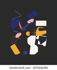 Generative design artwork graphics of bizarre computer vector generated shapes and abstract geometric design elements, useful for web background, poster fine arts, front page covers and digital prints