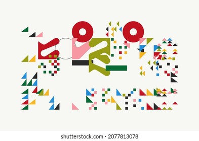 Generative design artwork graphics of bizarre computer vector generated shapes and abstract geometric design elements, useful for web background, poster fine arts, front page covers and digital prints