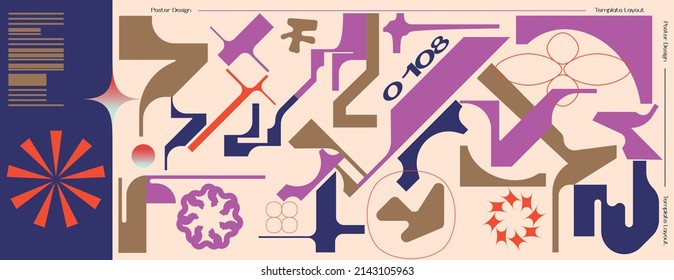 Generative design artwork graphics of bizarre computer vector generated shapes and abstract geometric design elements, useful for web background, poster fine arts, front page covers and digital prints