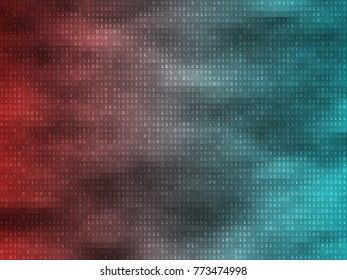 Generative digital background. Concept of blockchain, hacking, AI, data mining, deep learning, virtual reality, coding. Vector illustration