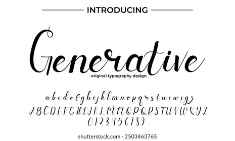 Generative Font Stylish brush painted an uppercase vector letters, alphabet, typeface