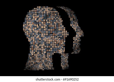 Generative human head shape background. Vector illustration. Concept of artificial intelligence, AI