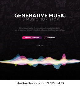 Generative Music. Music created by AI. Vector Illustration