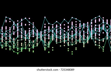 Generative random dot line wave background. Vector illustration. Concept of blockchain, fintect, big data, hacking, AI