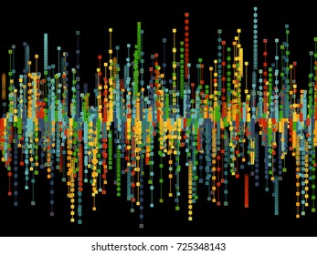 Generative random square line background. Concept of blockchain, fintect, big data, hacking, AI. Vector illustration