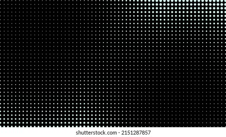 Generative real time art. Screen media technology. Code, digital creative. Coding abstract video trippy. Mesh LCD display. Array from dots. Scale size different hole space.