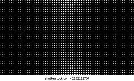 Generative real time art. Screen media technology. Code, digital creative. Coding abstract video trippy. Mesh LCD display. Array from dots. Scale size different hole space.