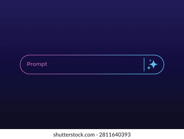Generative and search bar. technology input tool on dark gradient color. Generative AI prompt bar with star icons.  technology concepts symbol