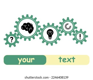 Generator business idea concept. Connected gears vector illustration. Logo from idea and problem solving