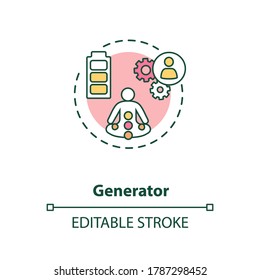 Generator concept icon. Sustainable life force. Energy center of aura. Body graph guide. Human design type idea thin line illustration. Vector isolated outline RGB color drawing. Editable stroke