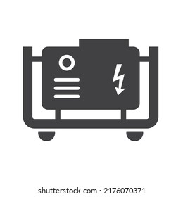 Generator Engine - Electric Home Generator Symbol - Flat Vector Icon Isolated On White Background