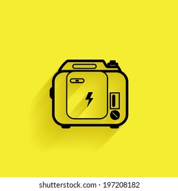 generator, flat icon isolated on a yellow background for your design, vector illustration