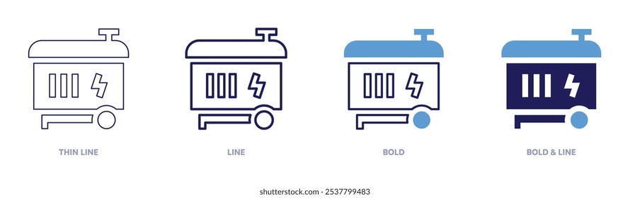 Generator icon in 4 different styles. Thin Line, Line, Bold, and Bold Line. Duotone style. Editable stroke.