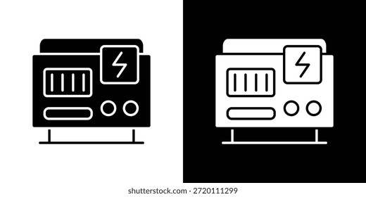 Icono de Generador ilustraciones gráficas planas simples. Vector de silueta blanco y negro