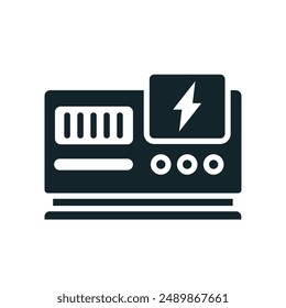 Generator Icon: A vector illustration in monochrome, depicted entirely filled.