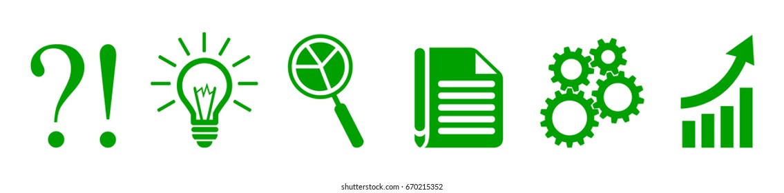 Generator idea, from problem to success, business process  - vector