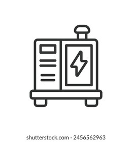 Generator, in line design. Generator, Power, Energy, Electricity on white background vector. Generator editable stroke icon.