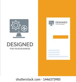 Generator, Monitor, Screen, Setting, Gear, Money Grey Logo Design and Business Card Template