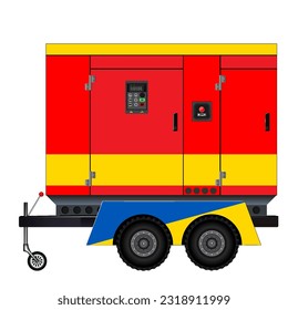 Generator on trailer. Side view. Vector graphics