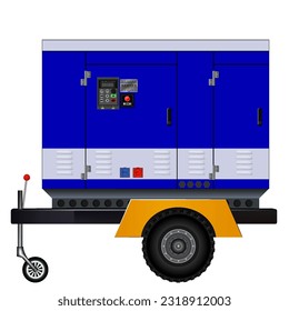 Generator on trailer. Side view. Vector graphics