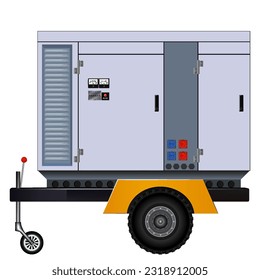 Generator on trailer. Side view. Vector graphics