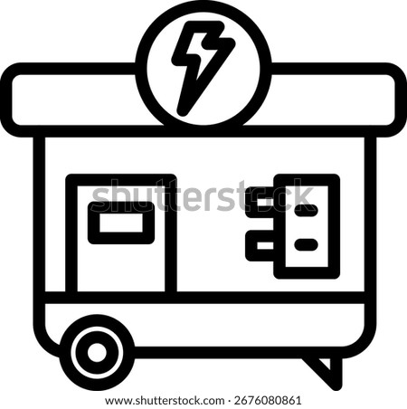 Generator Outline icon, Black And White Outline Icon Vector.