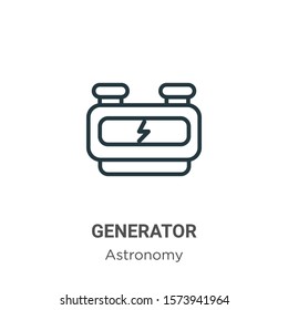 Generator outline vector icon. Thin line black generator icon, flat vector simple element illustration from editable astronomy concept isolated on white background