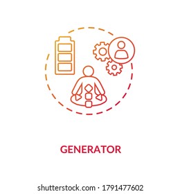 Generator red gradient concept icon. Sustainable life force. Energy center of aura. Body graph guide. Human design type idea thin line illustration. Vector isolated outline RGB color drawing