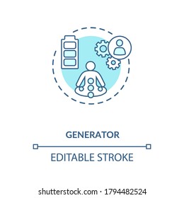 Generator turquoise concept icon. Sustainable life force. Energy center of aura. Body graph. Human design type idea thin line illustration. Vector isolated outline RGB color drawing. Editable stroke