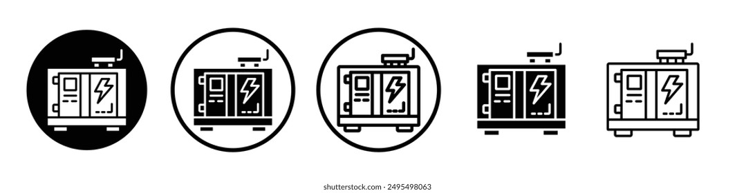 Generator vector icon set in black and white color.