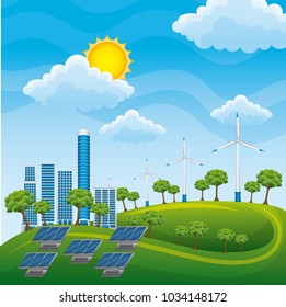 generators of alternative energy sources solar panels