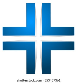 Generic 3d cross icon, double cross design element.