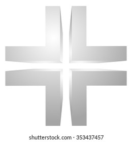 Generic 3d cross icon, double cross design element.