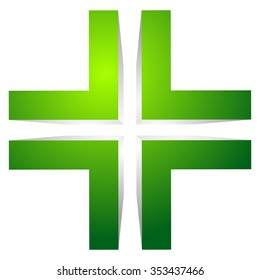 Generic 3d cross icon, double cross design element.