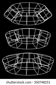 Generic 3d models. Abstract wire-frame, polygonal shapes.