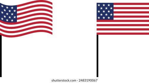 Generic American USA US Flag Large Icon Vector Illustration.