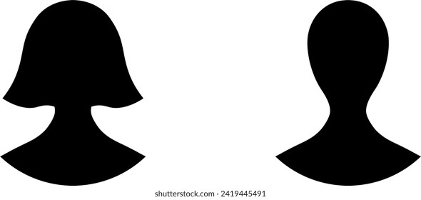 Generic Anonymous Social Media Web User Account Female Woman and Male Man Profile Avatar Symbol Icon Set. Vector Image.