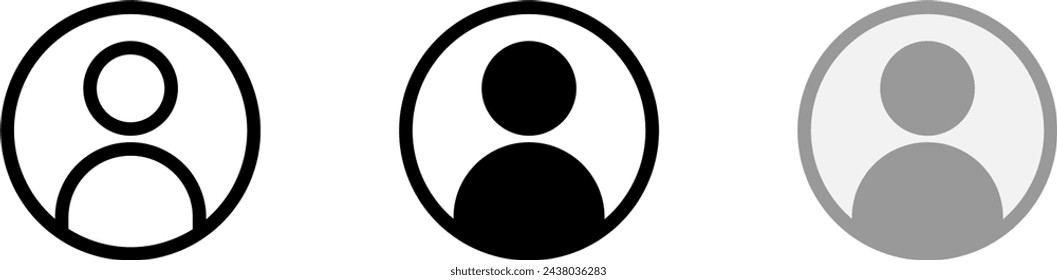 Generic Anonymous Social Media Web User Account Profile Avatar Image Round Symbol Icon Set. Vector Image.