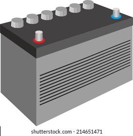 Generic black car battery isolated on white background